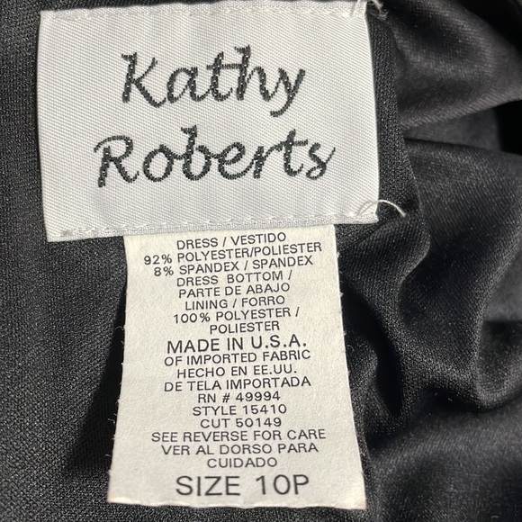 Kathy Roberts Size 10 Petite Dress Black Gold Print Bottom Half Pleated Zipper - Picture 4 of 10